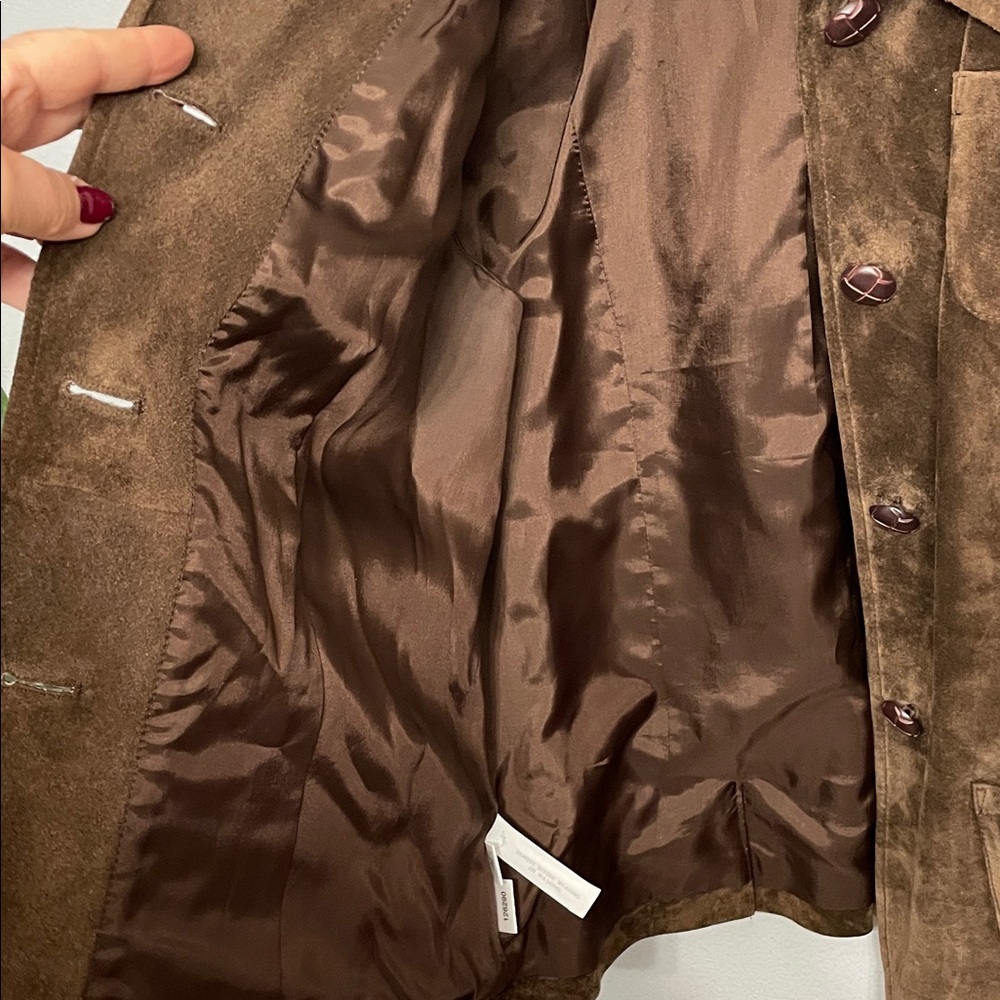 Atl Studio 4 Button Collared Suede Jacket Size 10 - image 7